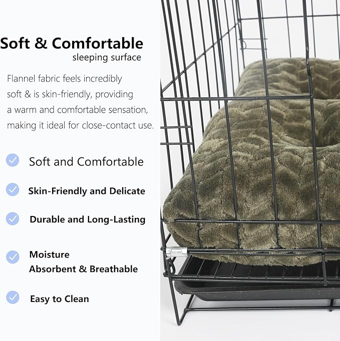 Dog Bed for Small Dogs Washable Dog Crate Bed for Dog Cages 22 inch Small Dog Bed Anti-Slip Waterproof Warming Cozy Soft Pet Puppy, Dog Pillows for Small Dogs Olive Green