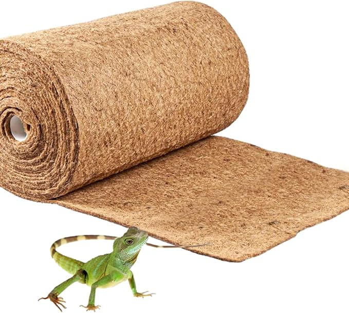 2 Pcs Reptile Carpet - 11.8" x 39.4" Natural Coconut Fiber Mat for Tortoise Bedding, Pet Terrarium Liner for Lizard, Turtle, Snake, Bearded Dragon, Gecko