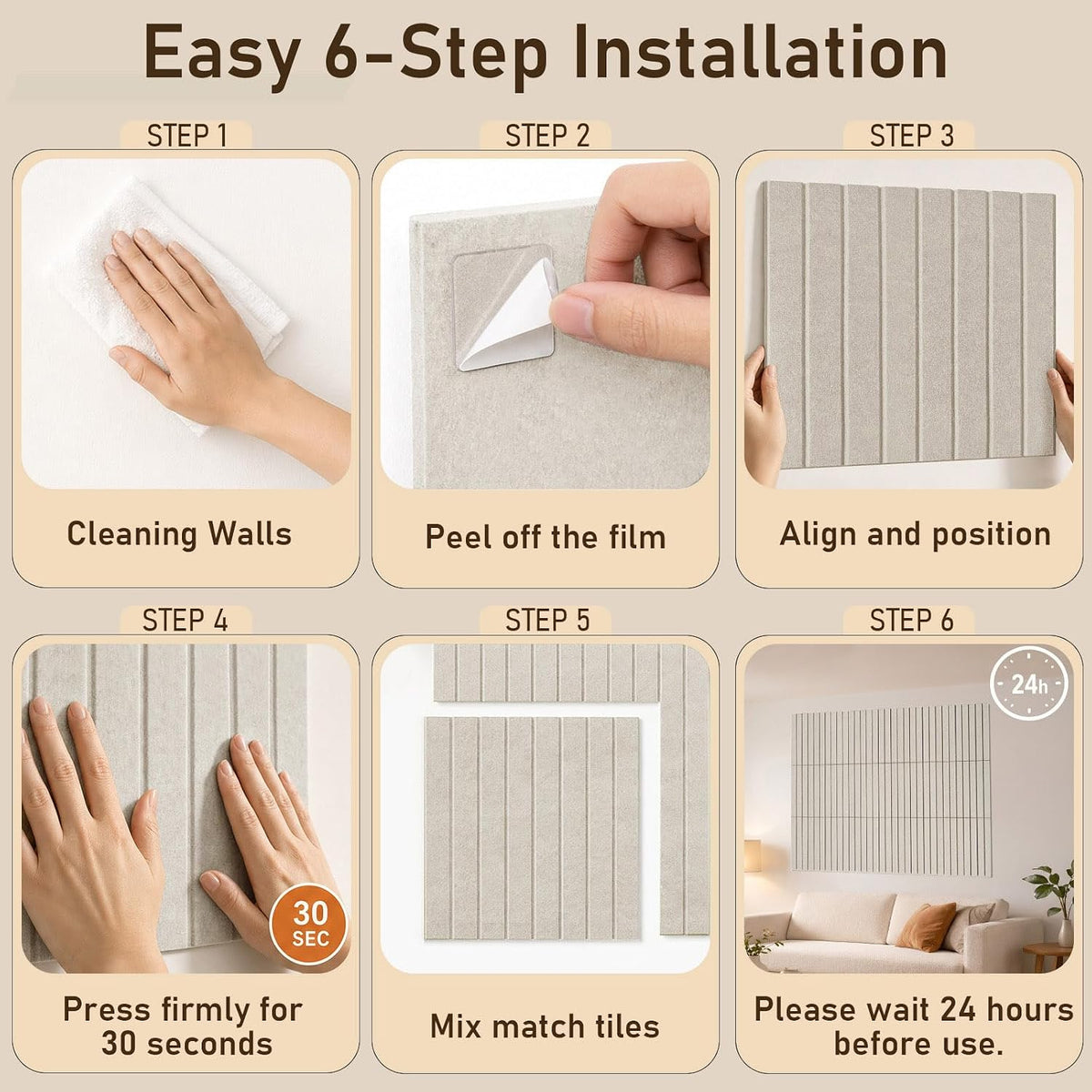 Large Felt Bulletin Board 48" x 36" Cork Board Alternative-12 Pack with 70 Safe Removable Adhesive Tabs, 35 Pushpins Notice Board for Walls Home Office Classroom Pin Board -Oatmeal