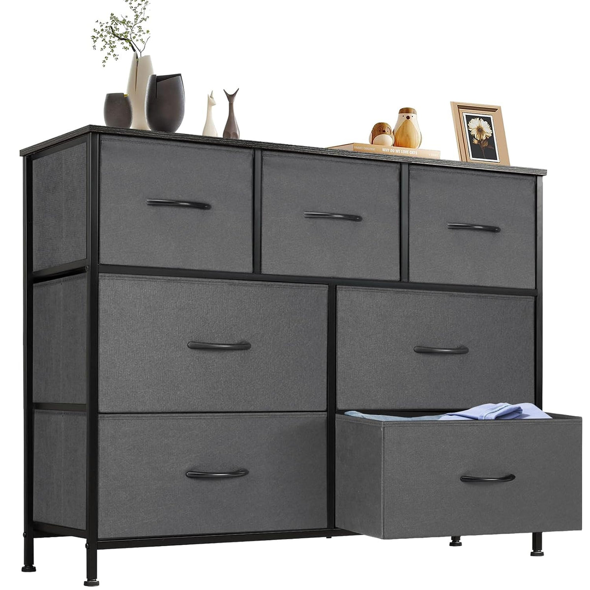 Dresser for Bedroom with 7 Drawers, Anti-Tip Fabric Storage Tower