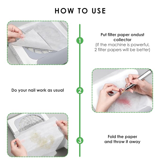 300 Sheets Nail Dust Collector Filter Paper: Disposable Dust Vacuum Filter