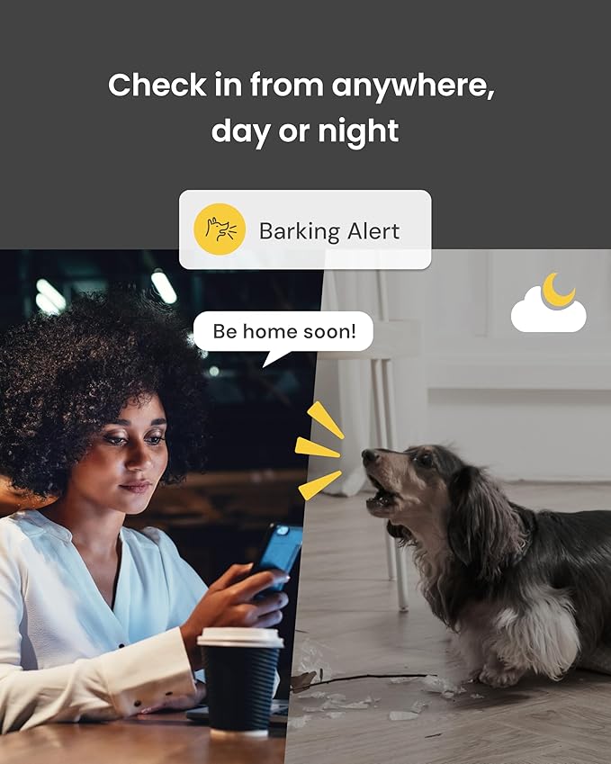 Furbo 360° Dog Camera + Power Adapter: Pet Cam w/Barking Alerts, Rotating View, Treat Toss w/Phone App, Puppy Monitoring, 2-Way Speaker, No Subscription Needed. Standard See, Talk, & Toss Features