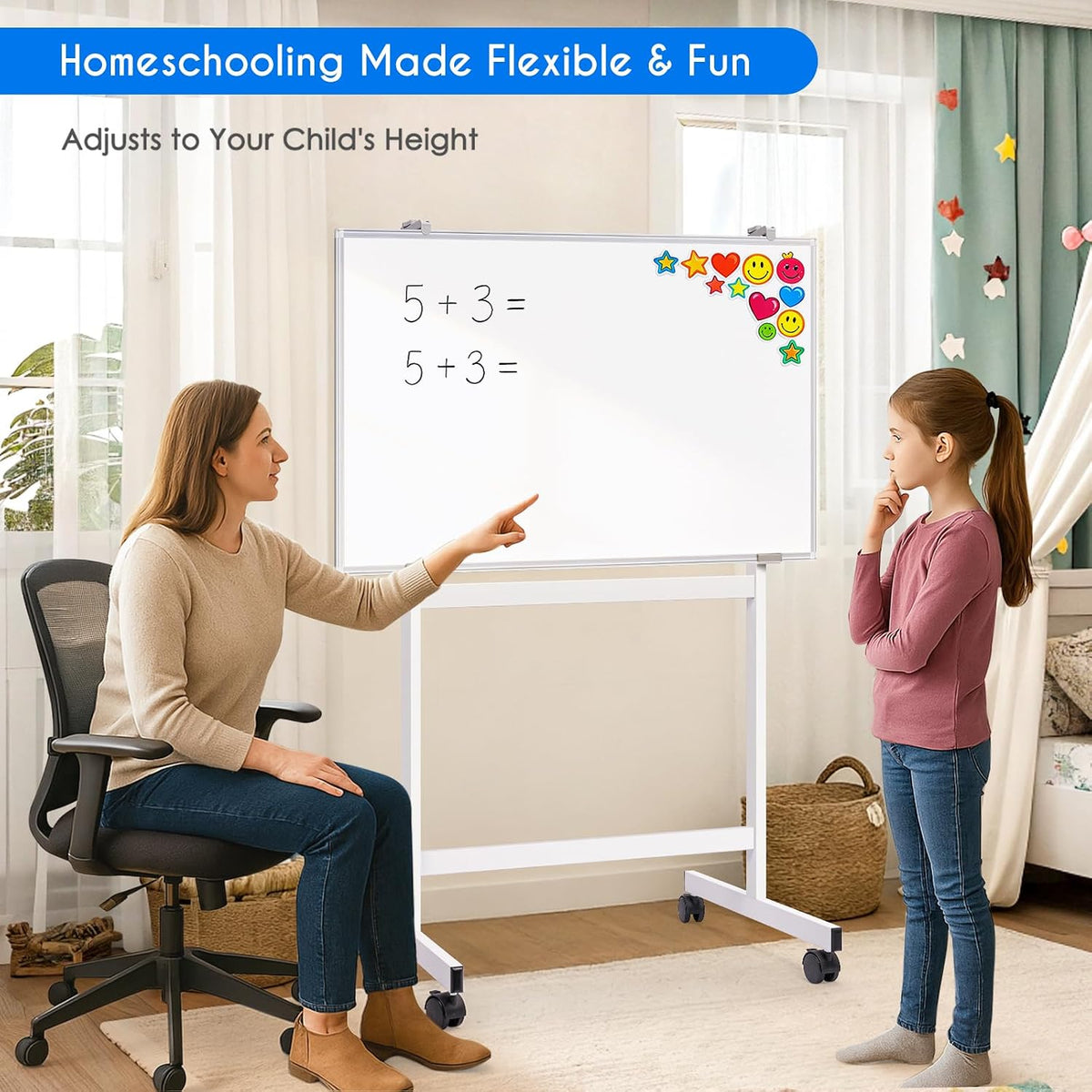 Maxtek Mobile Whiteboard Stand with Wheels, Stand Only No Drill Needed