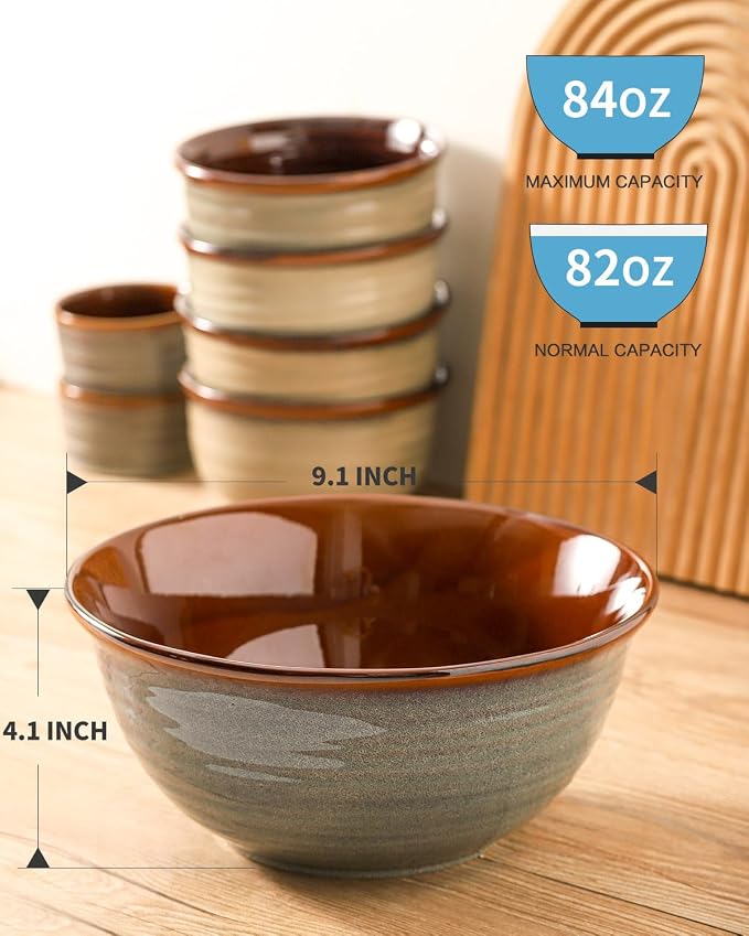 Hasense Serving Bowls, 84 Ounce Ceramic Serving Dishes