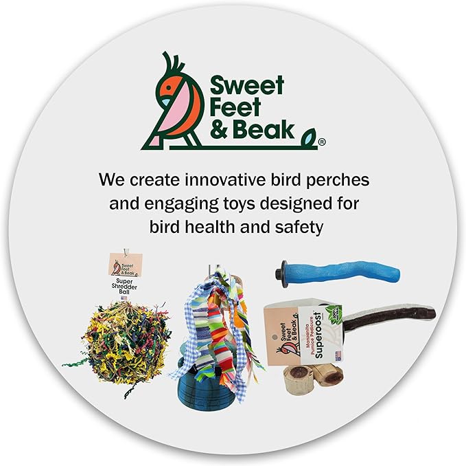 Sweet Feet & Beak Safety Pumice Bird Perch, Large 1-1/2" X 12", Blue - Lightweight Grinding Bird Perches for Cage - Bird Nail Trimming Perch for Healthy Beak & Feet - Multi-Size & Color Parrot Stand