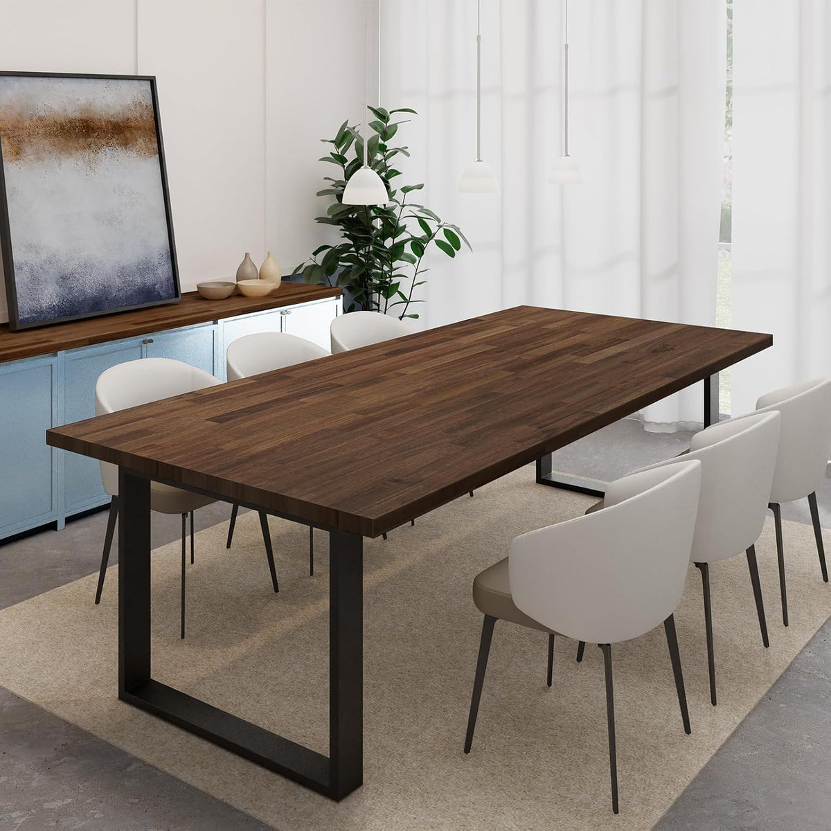 Howizz 55 x 28 in. Solid Wood Table Top, Dark Walnut Stained Acacia Desktop for Standing Desk/Office Tabletop/Countertop, 0.7in. Thick