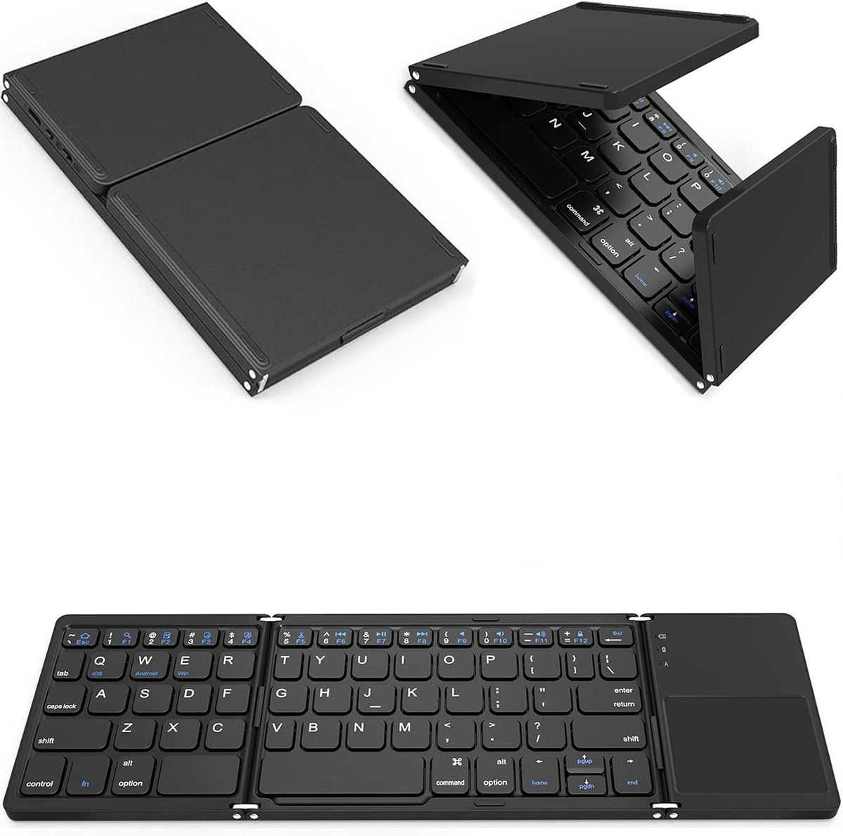 Slim Foldable Wireless Keyboard Compatible with Microsoft Surface Book Pro 3/2 Performance Includes TOUCHPAD Mouse /48H Use/560 Days Standby/Portable/Compact/Tri-Fold/Rechargeable