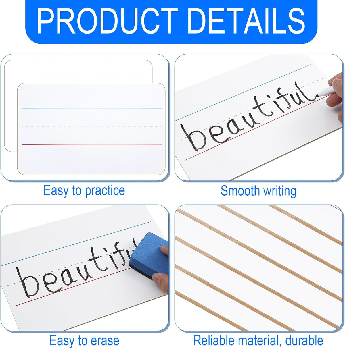 Colarr 24 Sets Mini White Boards 6"x 9" Dry Erase Boards Classroom Pack