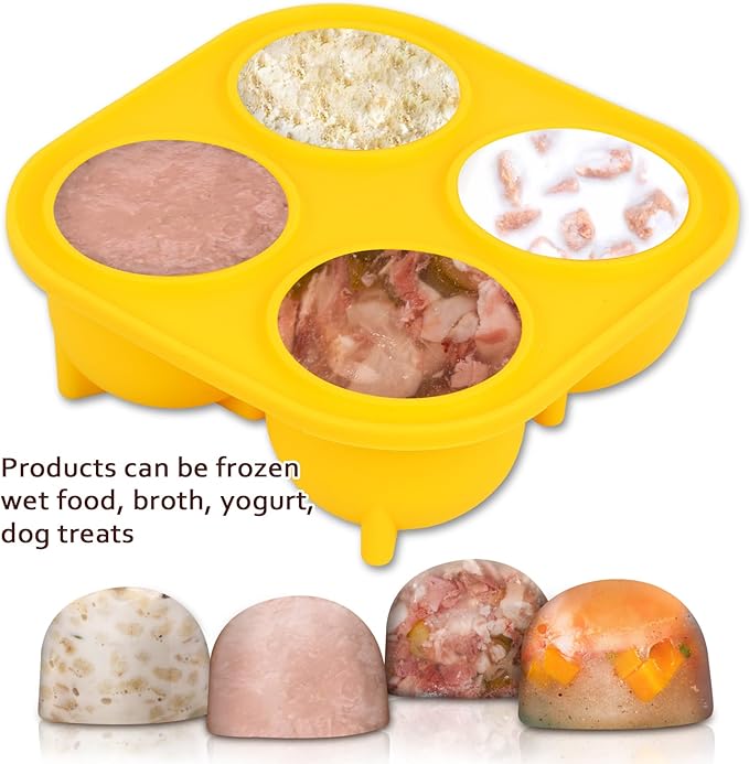 YeeBeny Dog Treat Molds for Freezer - Yellow Snack Tray for Small Dogs, Freeze Refill Treats, Easy to Clean Silicone Mold