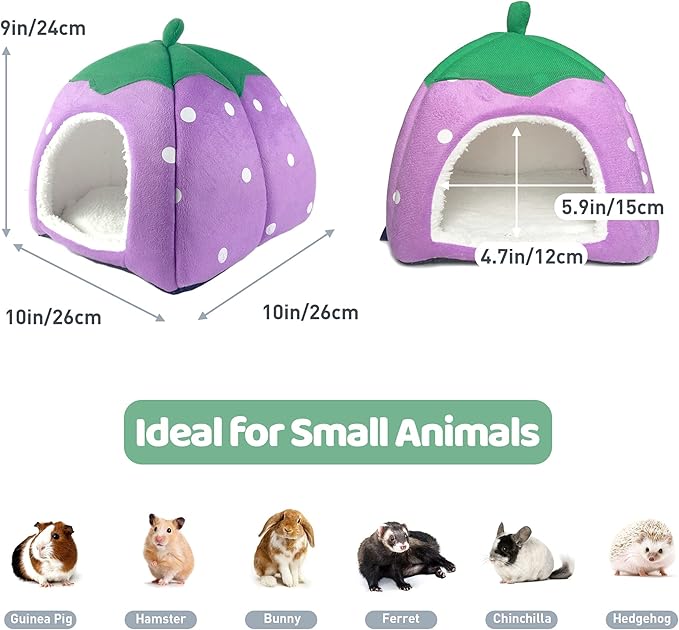 Guinea Pig Hideout Bed Dwarf Rabbit House Cave Accessories Cozy Hide-Out for Little Bunny Hedgehog Ferret Chinchilla&Other Small Animals
