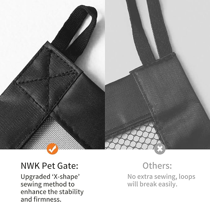 NWK Magic Dog Gate for Stairs Pet Gate for The House Providing a Safe Enclosure for Pets to Play and Rest, 6 Hooks Design (50'' X 30'')