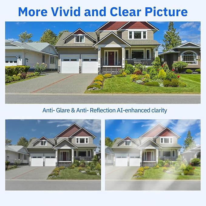 Smart 2K Window Security with Peel-and-Stick Installation, Bluetooth, AI Color Night Vision, 24/7 Continuous Recording for Home Security&Pet Monitoring&Driveway Surveillance (USB)