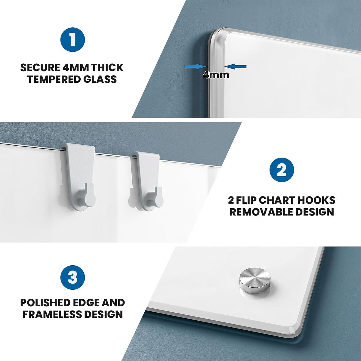 Large Glass Whiteboard, Enhanced Magnetism Glass Dry Erase Board for Wall, 72" x 48" Magnetic Pure White Tempered Glass Board, 6' x 4' Big White Board for Home, Office