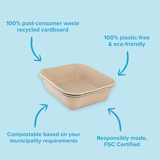 Kitty Sift Disposable Cat Litter Box Large,Durable Portable for Travel and Home,Eco-Friendly Disposable Litter Box Controls Odor,6 Count (Pack of 10)
