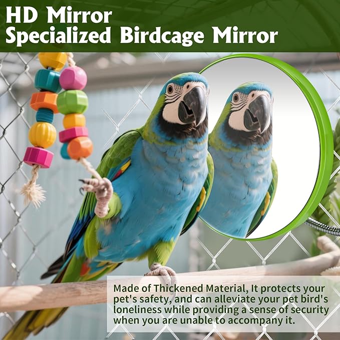 Snuggle-Up Bird Cage Heater,Bird Cage Accessories,Bird Warmer Pad with Mirror for Parrots Parakeets African Grays and Small Pet,12V, 4.7"