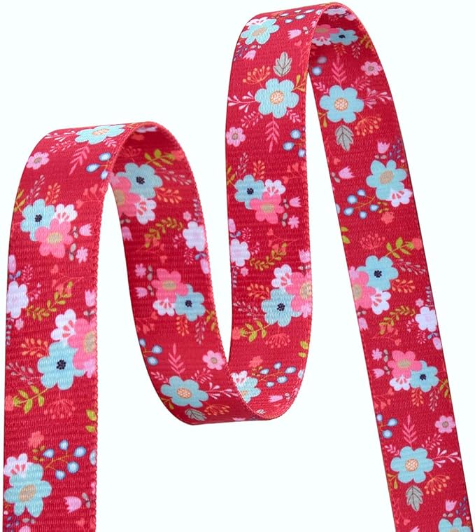 Dog Collar and Leash Set with Bohemia Floral Tribal Geometric Patterns - Soft Ethnic Style Collar Adjustable for Small Medium Large Dogs(Red Floral Set,XS)