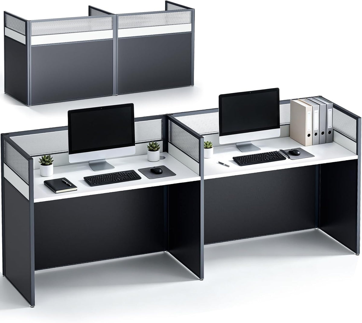 Office Cubicle Desk, 2 People Computer Workstations 4s45 with Mute Privacy Panels, Office Cubicles Workstation Computer Table with Cable, Partitions Desk for Home/Offices Commercial Workspace,Business