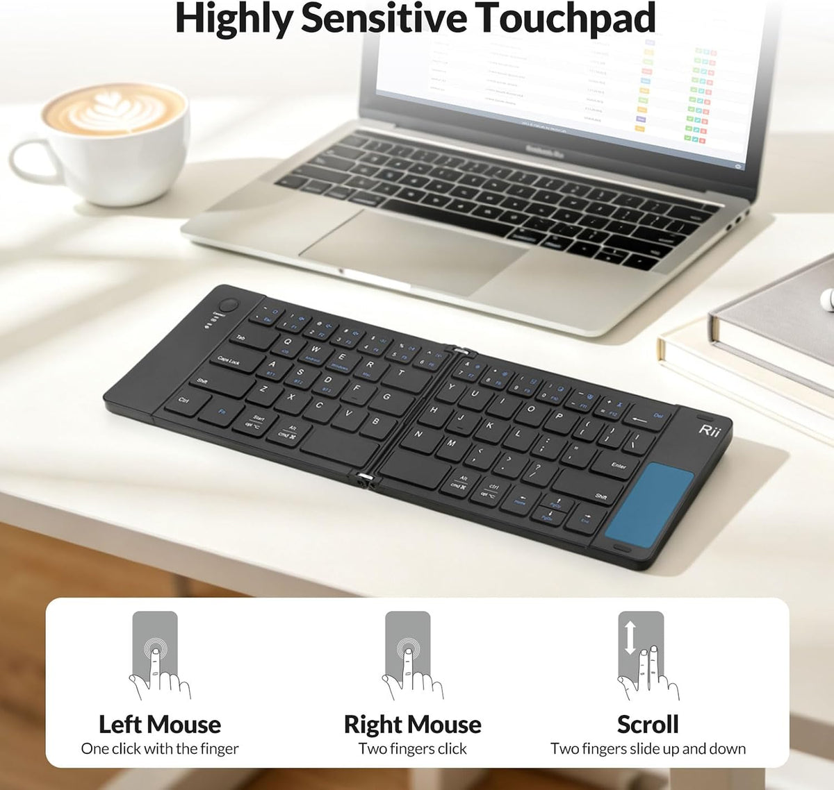 Rii RK808 Foldable Bluetooth Keyboard with Touchpad