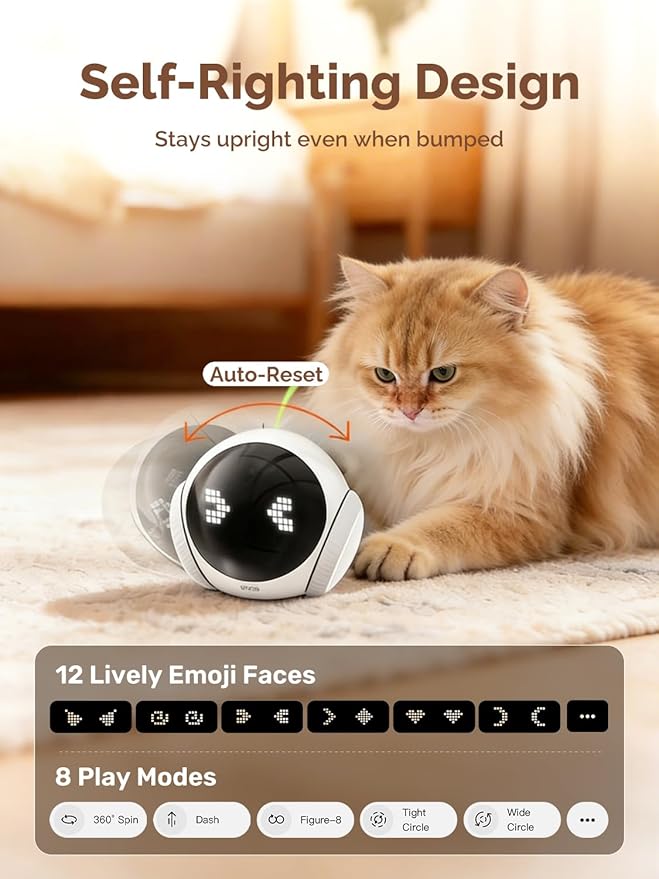 Orison Smart Mobile Pet Camera Robot, 1080P HD Indoor Pet Camera for Home, Auto Patrol & Auto Recharge, Night Vision, Two-Way Audio, App Control, Local Storage