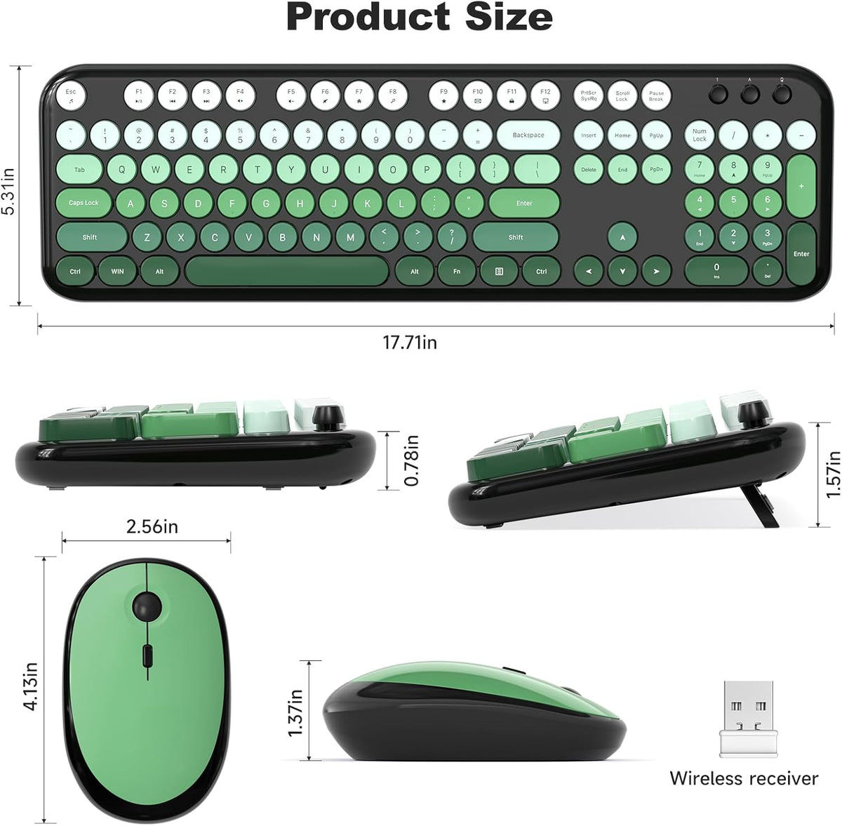 MOFII Wireless Keyboard and Mouse Combo,2.4G Typewriter Keyboard Quiet Mice