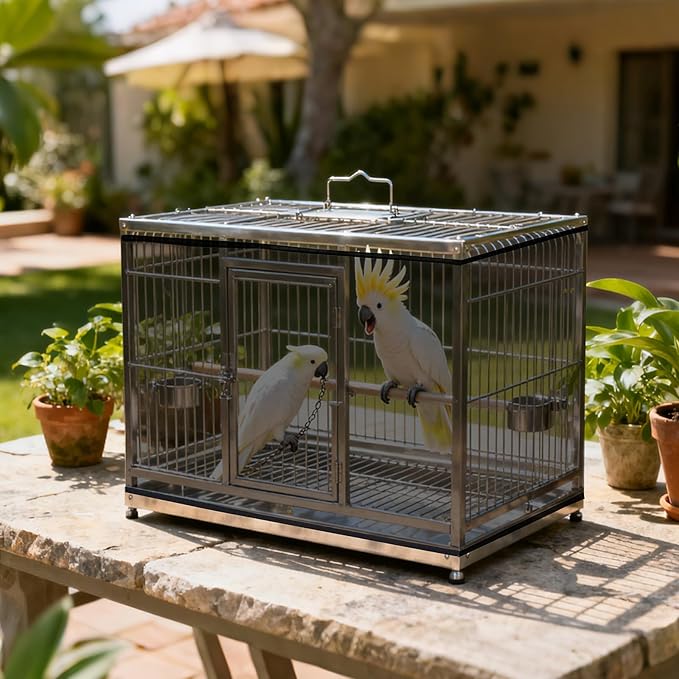 Fengek 2 Pcs Adjustable Bird Cage Cover & Seed Catcher Net - Stretchy Bird Cage Accessories for Night Cover & Seed Guard (Black)