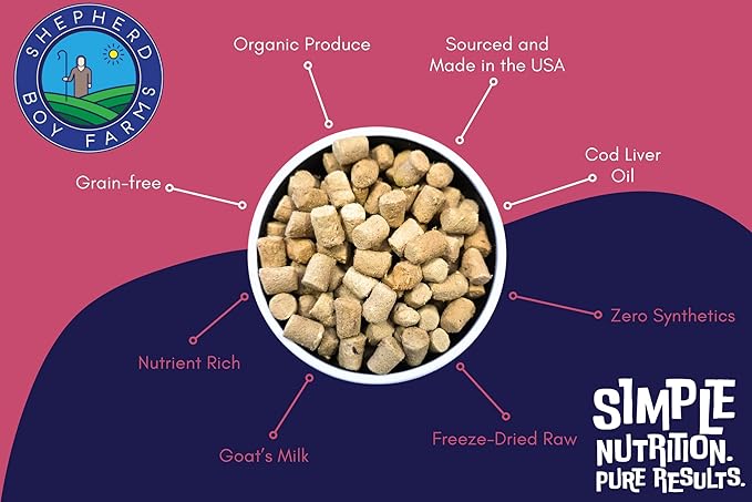 Shepherd Boy Farms Freeze-Dried Fish Cat Food – High-Protein, Grain-Free, Made with Organic Produce & Goat’s Milk (12oz)