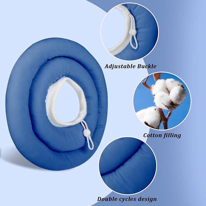 IDOMIK Dog Recovery Collar, Waterproof Soft Dog Cone After Surgery, Comfy Protective Elizabethan Collar Alternative for Dogs Cats, Adjustable Pet Neck Donut Cone Anti-Licking Biting Wounds,Navy,L