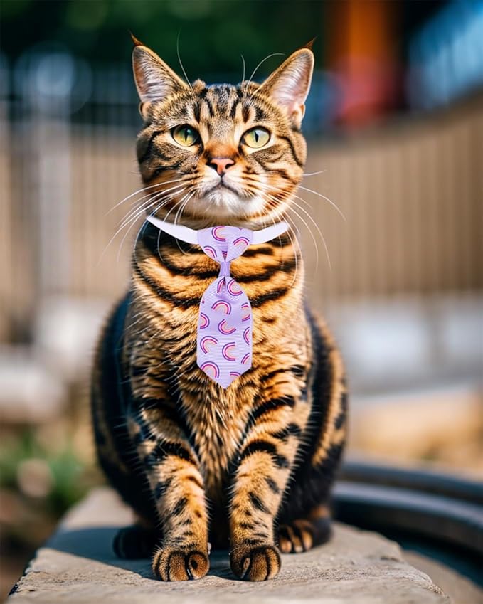 PET SHOW 50 Pack Small Dog Ties Bulk with Adjustable Collar Assorted Cute Neckties Puppy Bowties for Party Holiday Wedding Cats Neck Attachment Pet Grooming Accessories