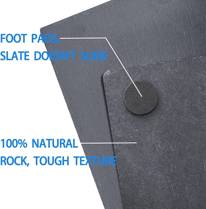 Extra Large 15.7 × 11.8" Reptile Basking Platform, Reptile Slate, Basking Rock, Slate Tiles Rocks for Reptiles,Terrarium Bowls for Bearded Dragon Tortoise Turtle Ball Python Snake Lizard Gecko