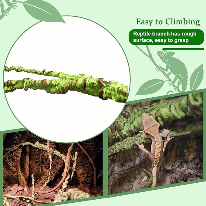 BNOSDM Reptile Jungle Vines Flexible Bend-A-Branch, 3.6Ft Reptile Climbing Branches, Chameleon Flexible Vine Decor,Terrarium Plants Decoration Accessories for Lizard Gecko Frog Snake