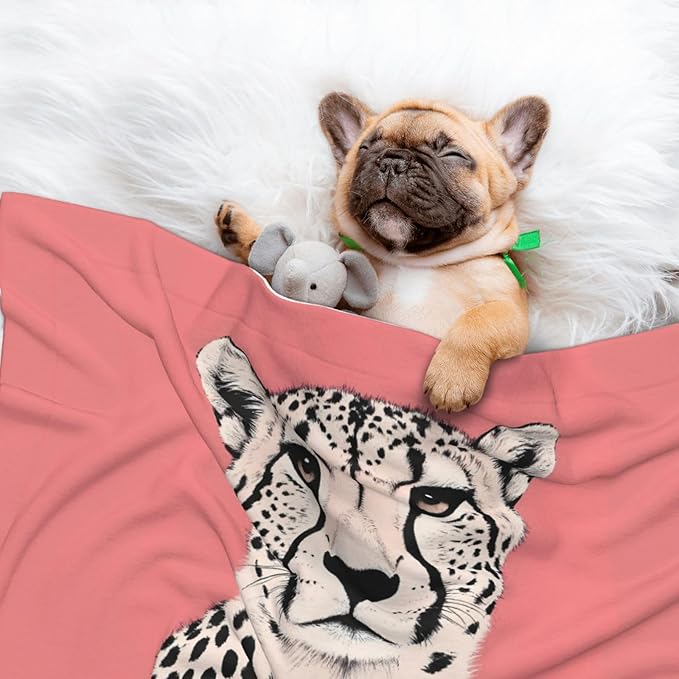Cheetah Art Print Soft Plush Pet Blanket, Washable Dog Blanket, Cat Fleece Throw, Puppy Bed Crate Mat & Sofa Couch Protector - Medium