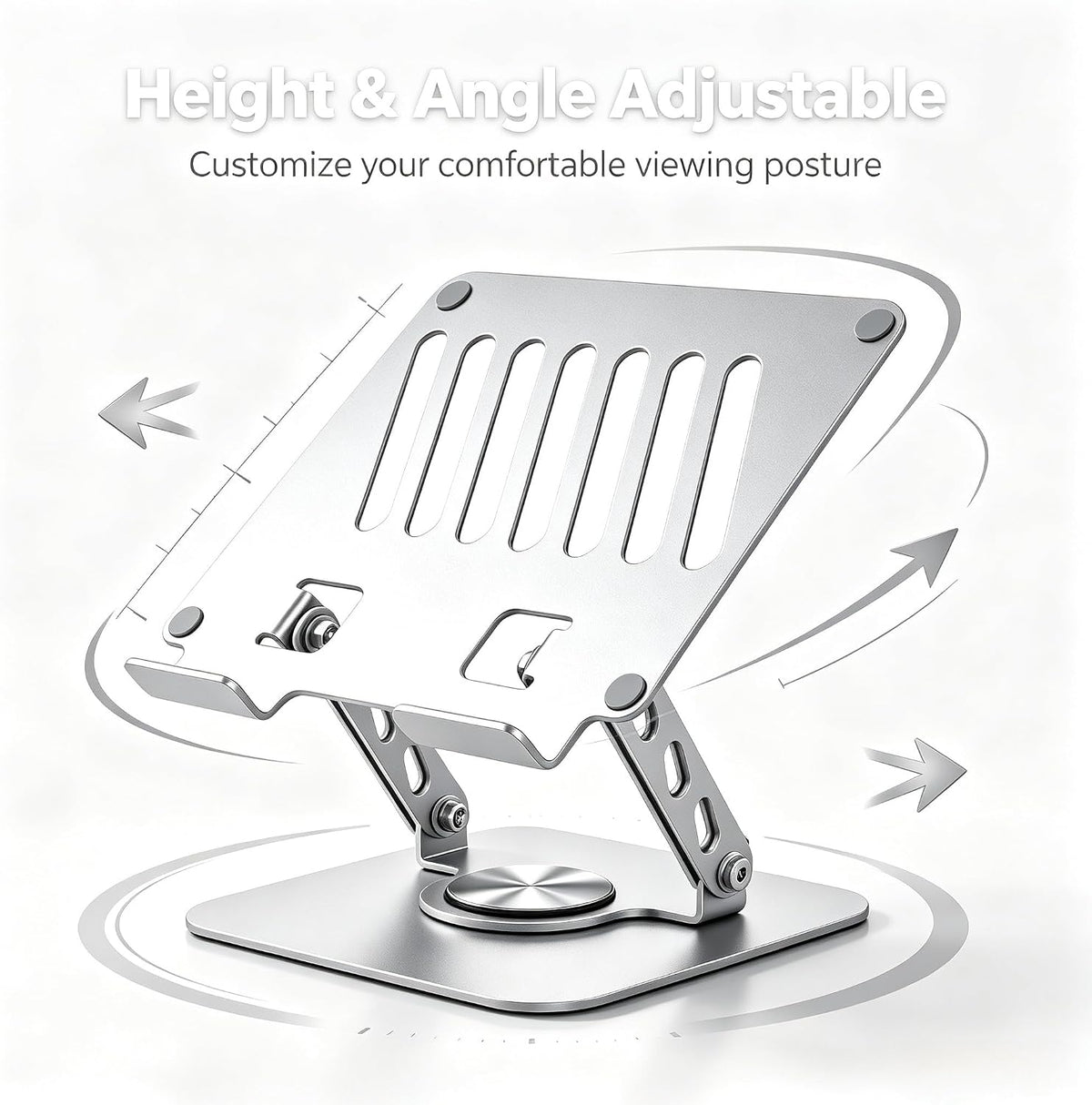 Laptop Stand with 360° Rotating Heavy Base, Foldable Adjustable