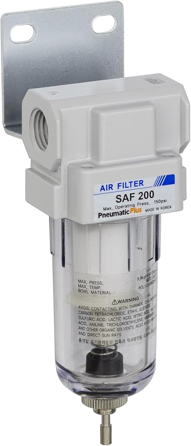 PneumaticPlus SAF200-N02B Miniature Compressed Air Particulate Filter 1/4" NPT