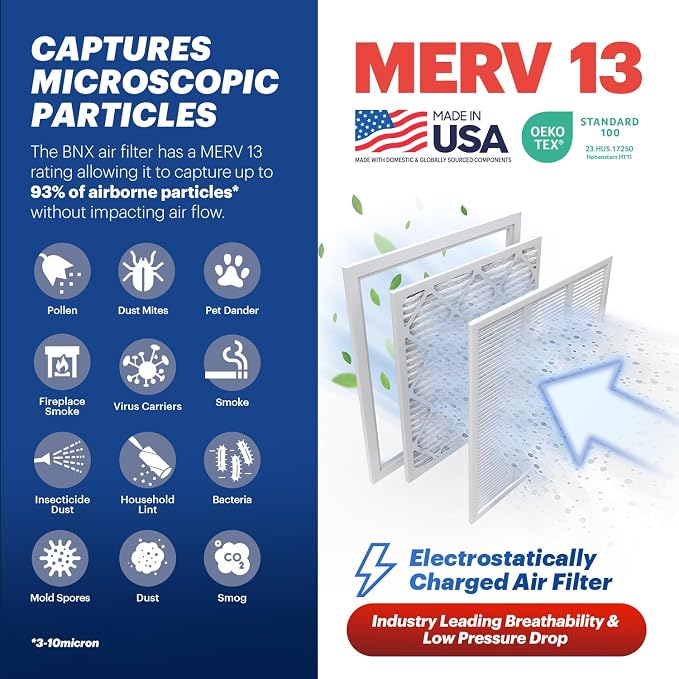BNX TruFilter 16x25x2 Air Filter MERV 13