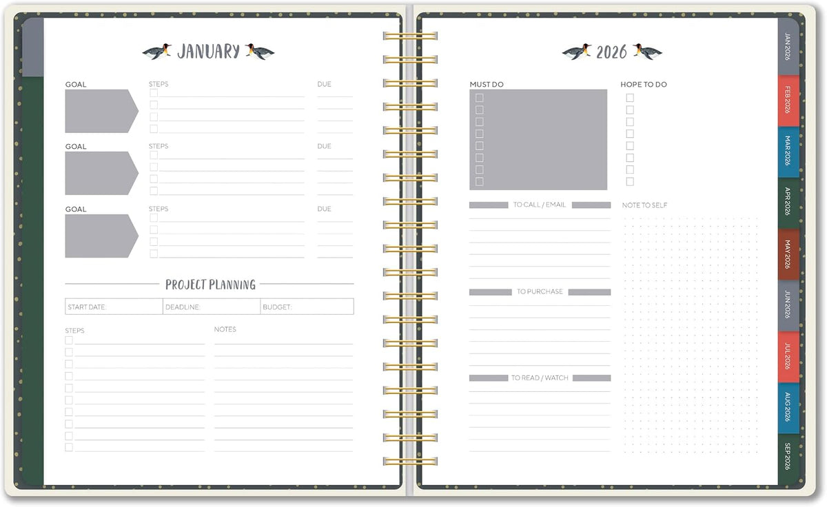High Note 2026 Planner, 12-Month Weekly & Monthly Hardcover Planner: 2026, 9" x 10", Orders of The Animals, with Goal & Project Planning Pages, Notes, Lists & Sticker Sheet