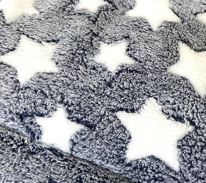 iMaylex Soft Pad Dog Bed Mat, Thicken Warm, Star Pattern, Reversible, Fluffy Pet Dog Sleeping Mattress, Blue, Small