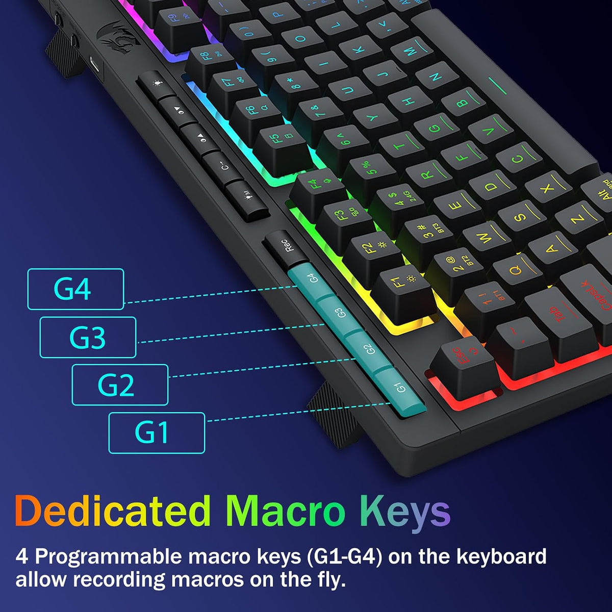 Redragon Wireless Gaming Keyboard, RGB Backlit, Portable 75% Design, Black
