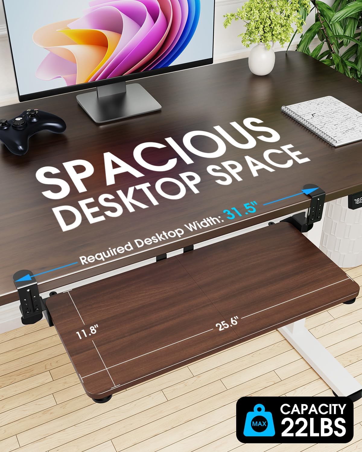 Large Keyboard Tray Under Desk, Pull Out Keyboard & Mouse Tray for Typing