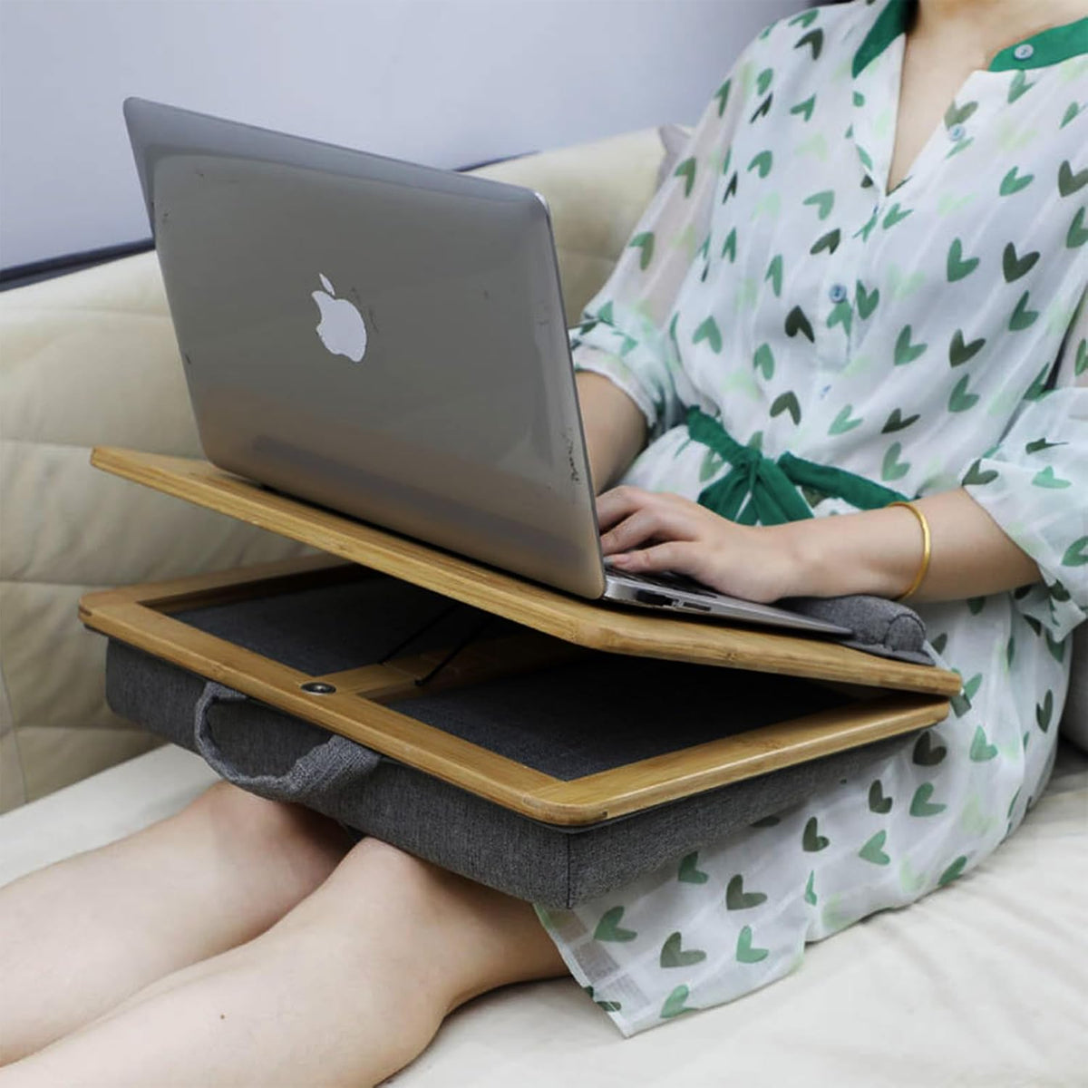 Adjustable Lap Desk for Laptop with Cushion Tablet Phone Holder