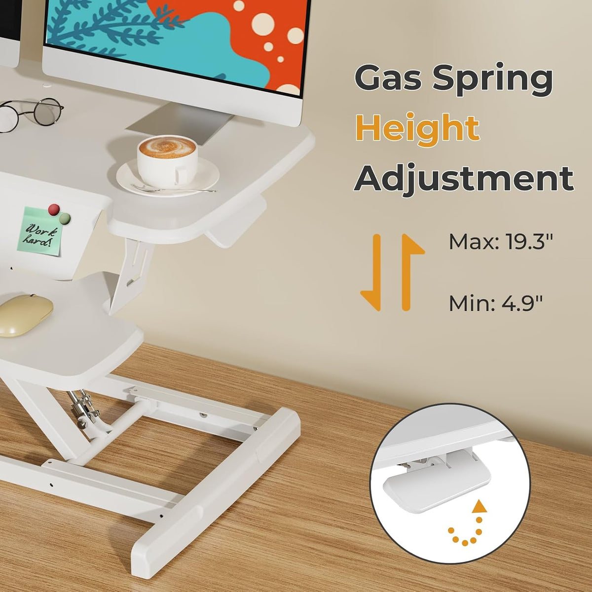 JOY worker Standing Desk Converter, 32" Height Adjustable Desk Riser, White