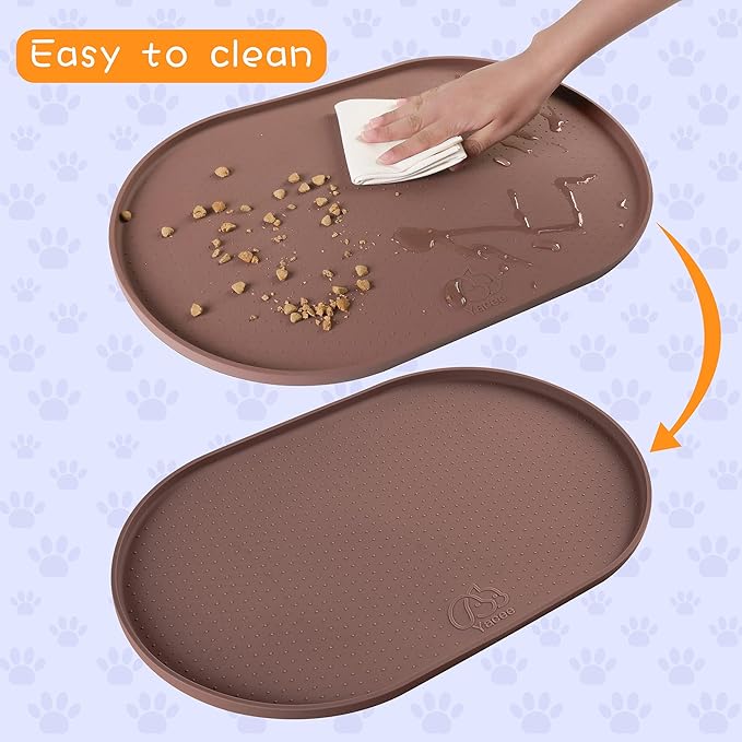 100% Waterproof 1.0" Raised Edge BPA Free Silicone Dog Food Mat, Pet Cat Feeding Mats Contain Spills Protects Floors, Placemats for Cats and Dogs Water Bowl Dishwasher XXL Large.
