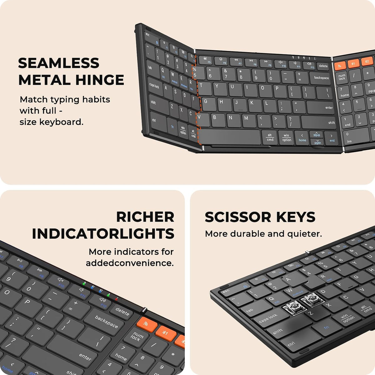MEETION Foldable Keyboard and Mouse, 2.4GHz/Bluetooth Portable Set