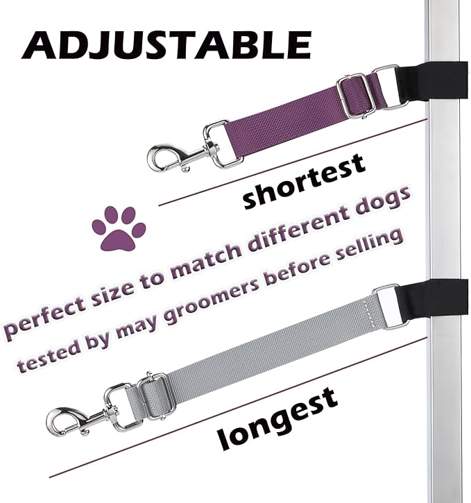 Pet Dog Grooming Table Arm Accessories Dog Grooming Loops for Table Arm Extender Adjustable Extension Loop Bathing Restraint Leash for Small & Medium Dogs(Violet & Neon Pink)