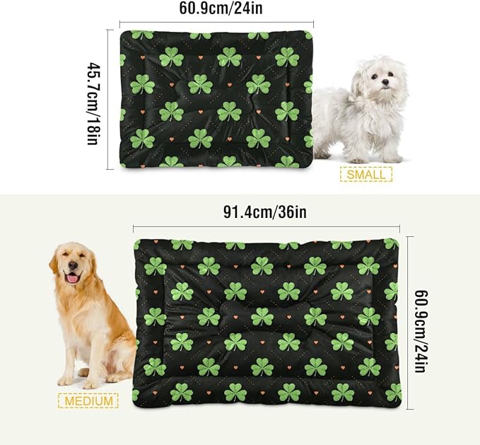 Heart Shamrock Pet Bed Cute Dog Bed Mat Absorbing Non Slip Pad Pet Sleeping Mat for Small, Medium, and Large Dogs Puppy Cat 24 in x 18 in