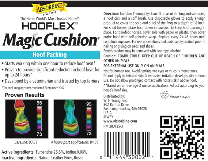 Absorbine Hooflex Magic Cushion, Veterinary Formulated Fast-Acting Relief, Reduce Hoof Heat for up to 24 Hours, 2 lb Tub