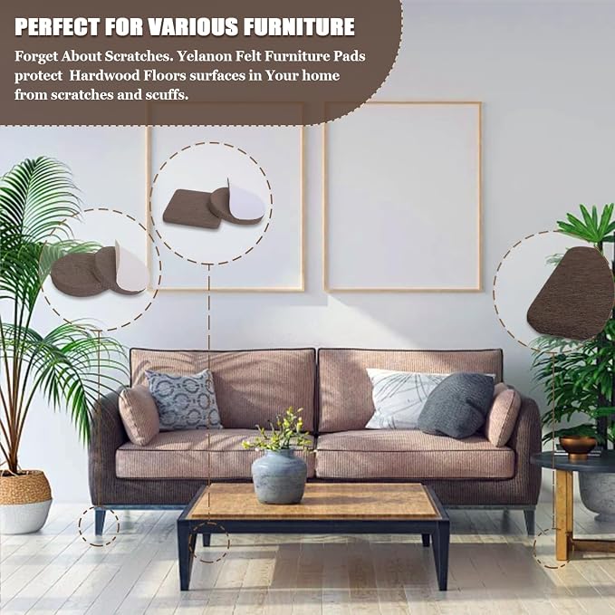 Yelanon Felt Furniture Pads -182 Pcs Premium Felt Pads