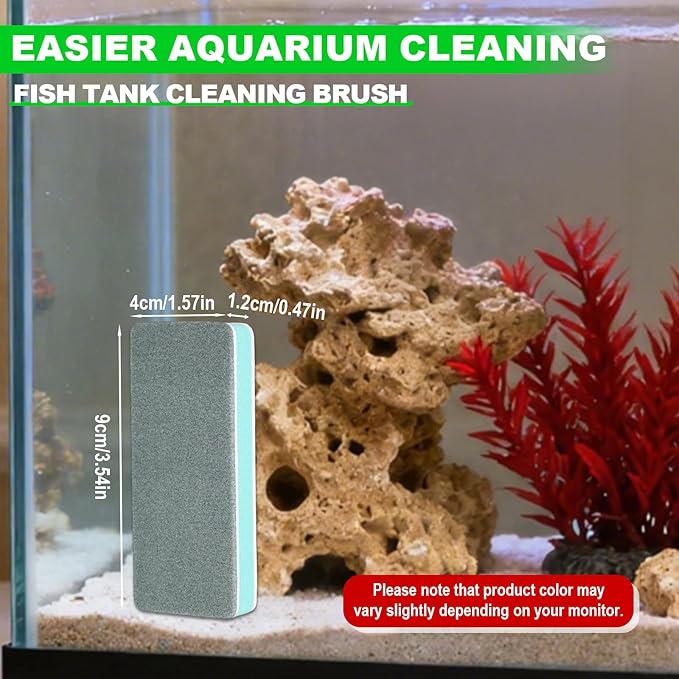 4pcs Double-Sided Fish Tank Cleaning Brushes, EVA Aquarium Sponge Brush Scrubber Cleaner Fish Tank Cleaning Tool for Aquarium Glass & Home Kitchen (Green)
