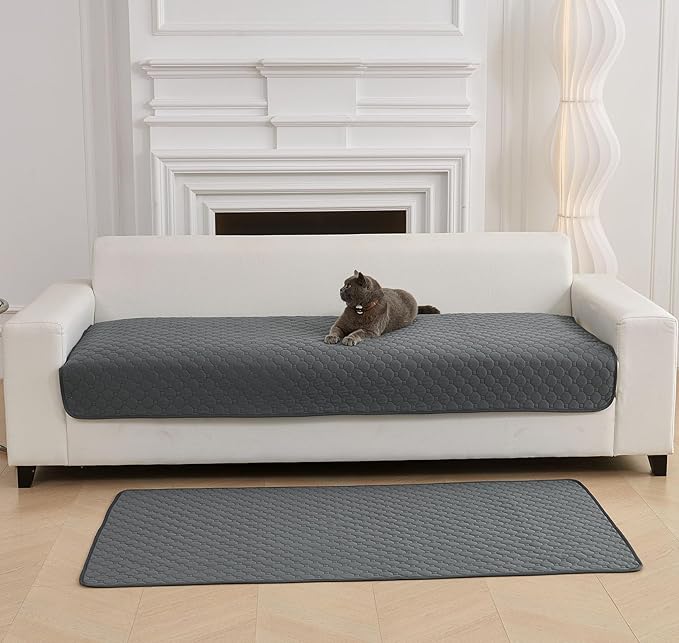 Waterproof Pet Couch Covers for Sofa Non Slip Sofa Cover for 2 Cushion Couch Absorbent Quick Dry Soft Dog Bed Cover Washable Furniture Protector (Brown,36"x59")