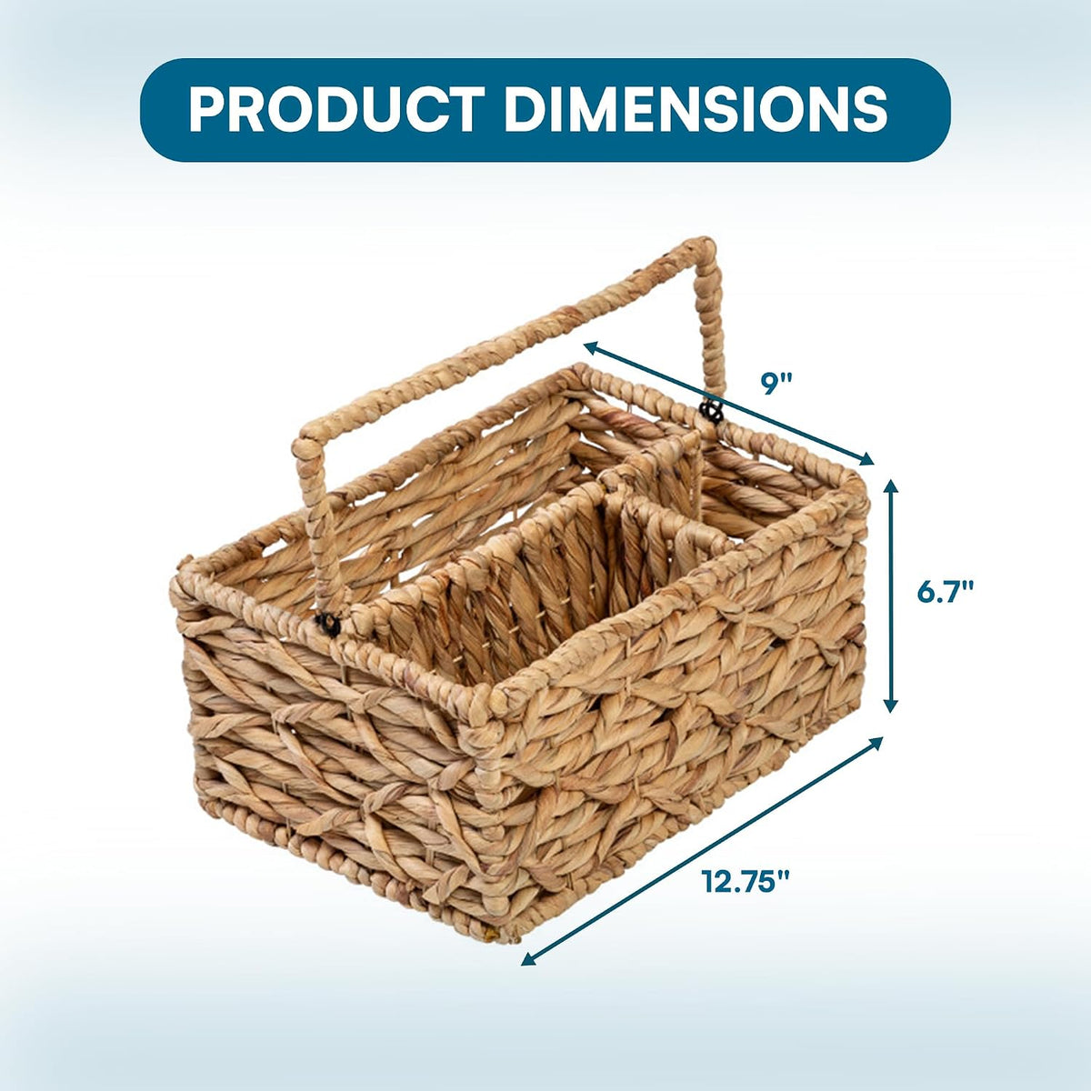 Honey-Can-Do Woven Water Hyacinth Wicker Storage Basket, Caddy, Natural