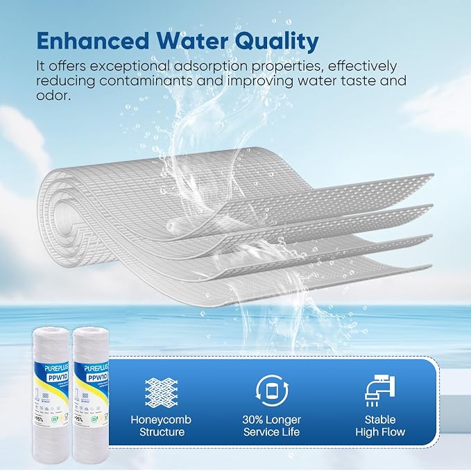 PUREPLUS 20 Micron 10"x2.5" Whole House String Wound Sediment Filter